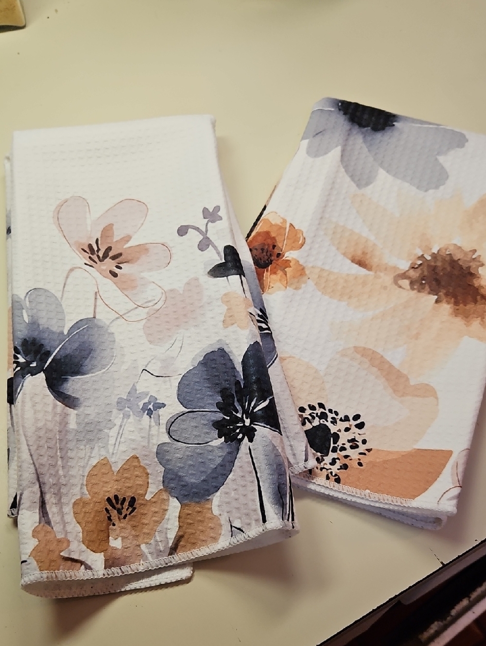TWO NEW Beautiful Watercolor Floral Kitchen Towels, Rustic Boho